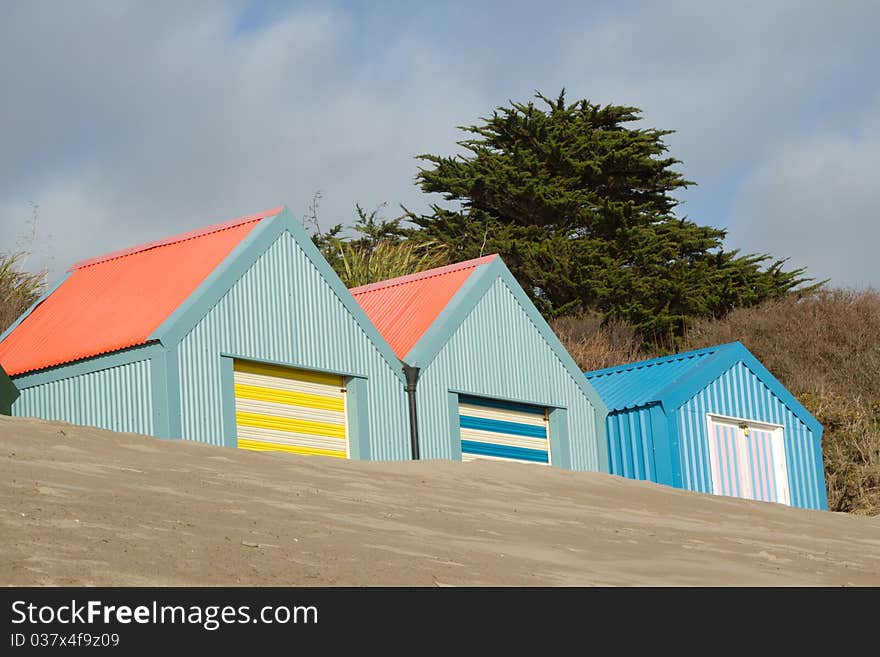 Beach huts.