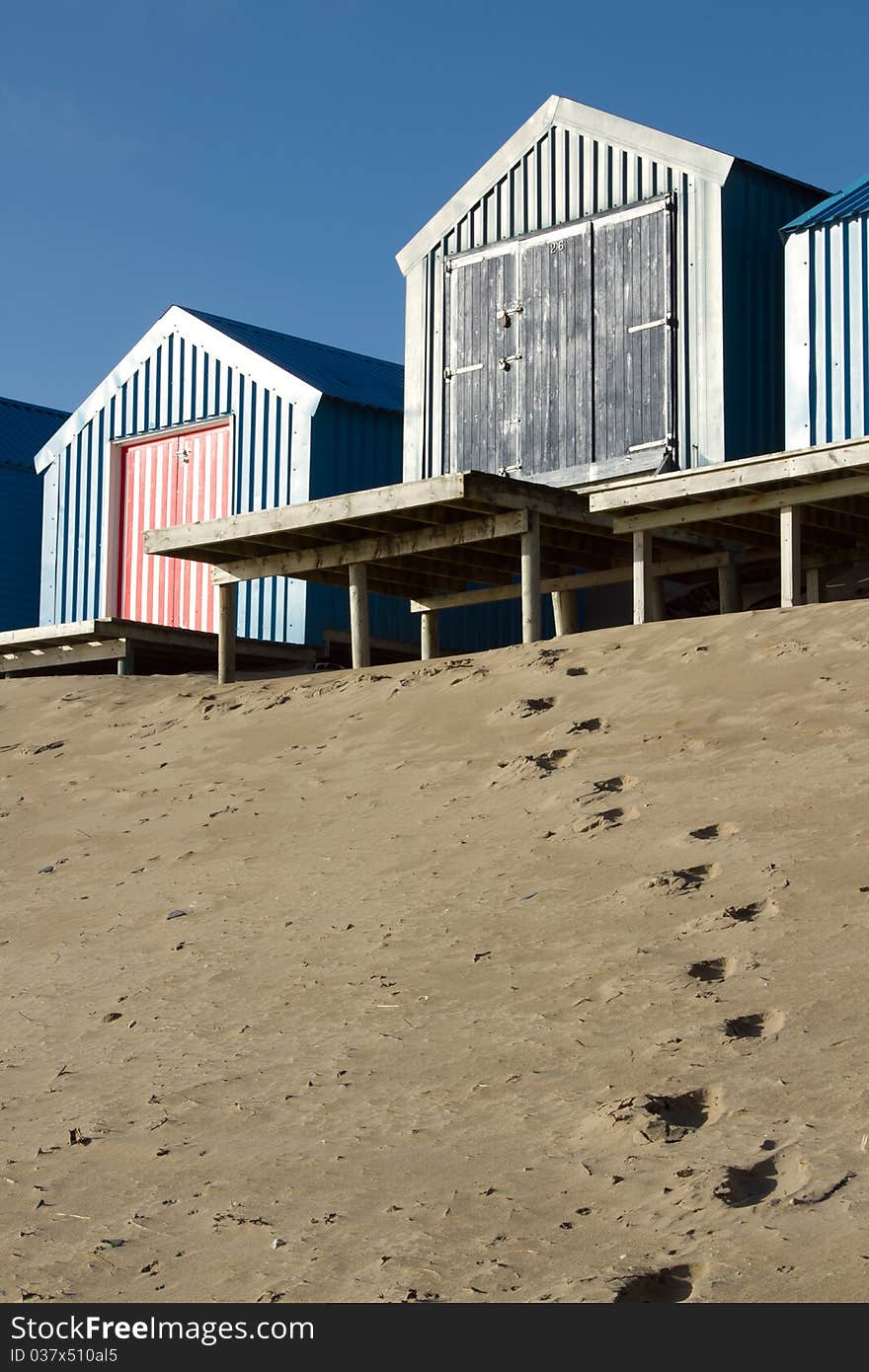 Footprints and huts.