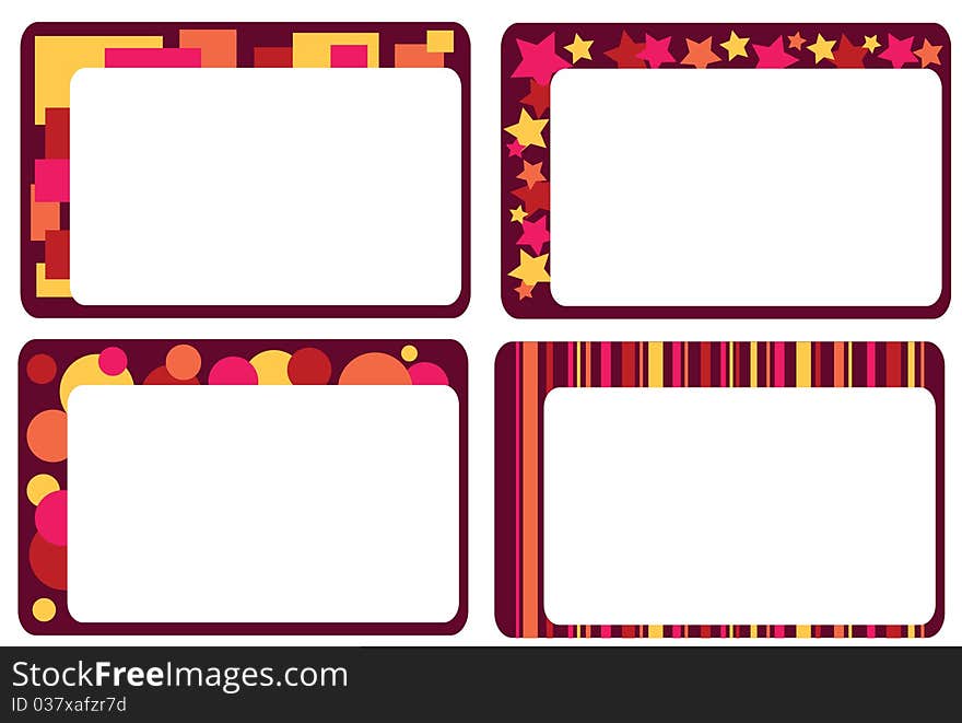 Set of four decorated colorful frames. Set of four decorated colorful frames