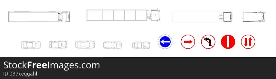 CAD Drawings Of Cars And Circulation Signs