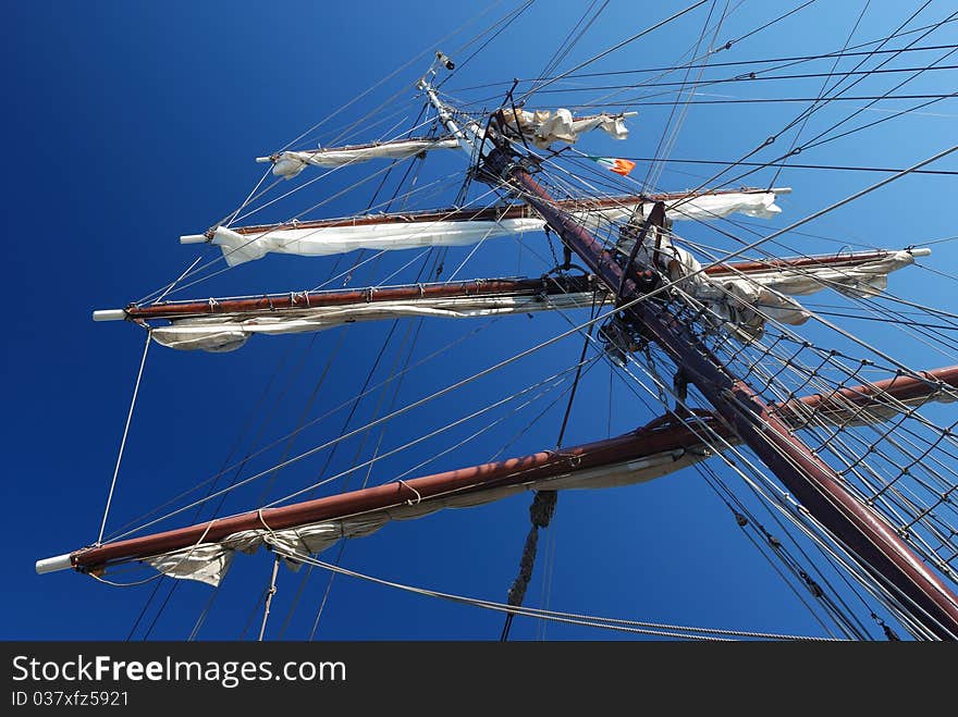 Detail of mast of sail boat. Detail of mast of sail boat