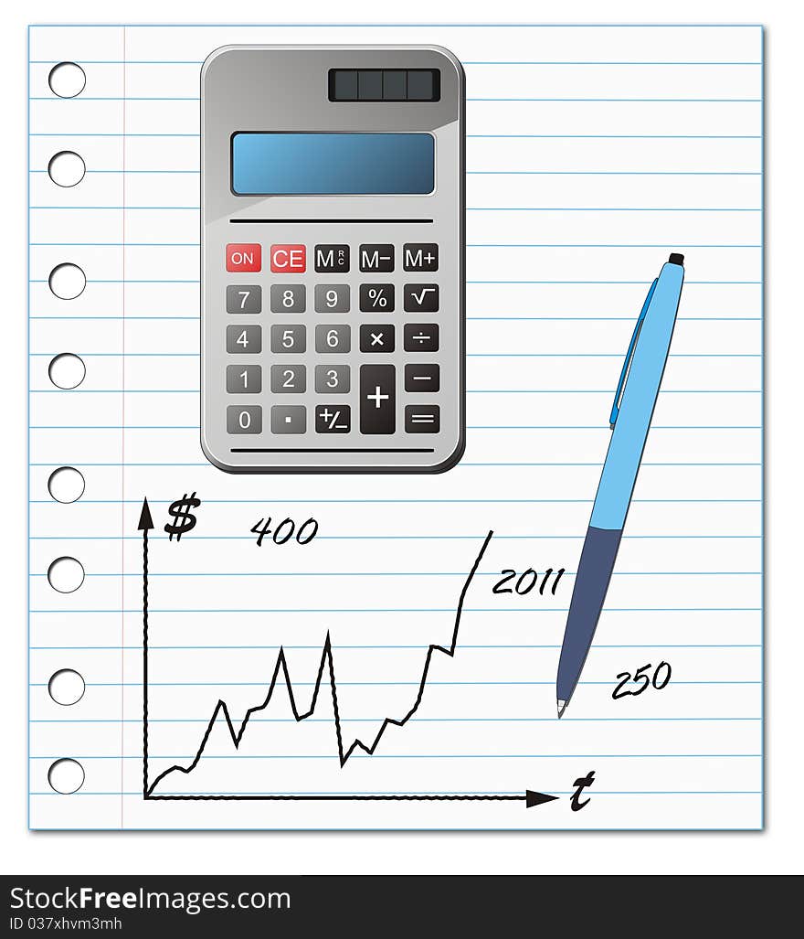 Financial charts and graphs on the paper