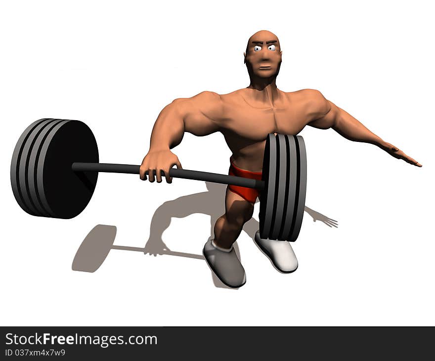 3d render of bodybuilder. Isolated on white background