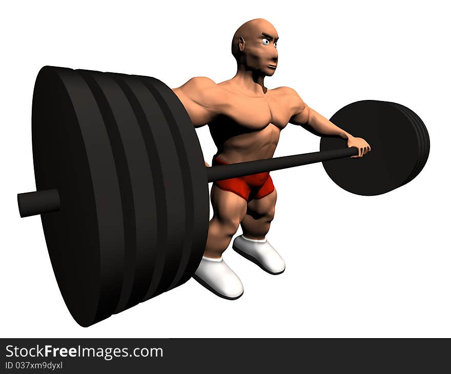 3d render of bodybuilder. Isolated on white background