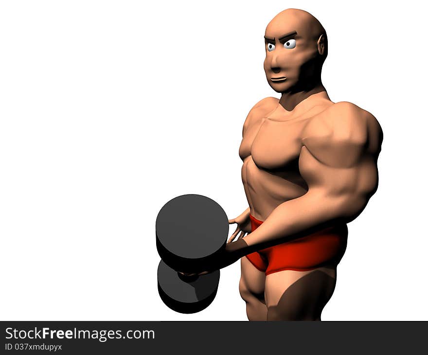 3d render of bodybuilder. Isolated on white background