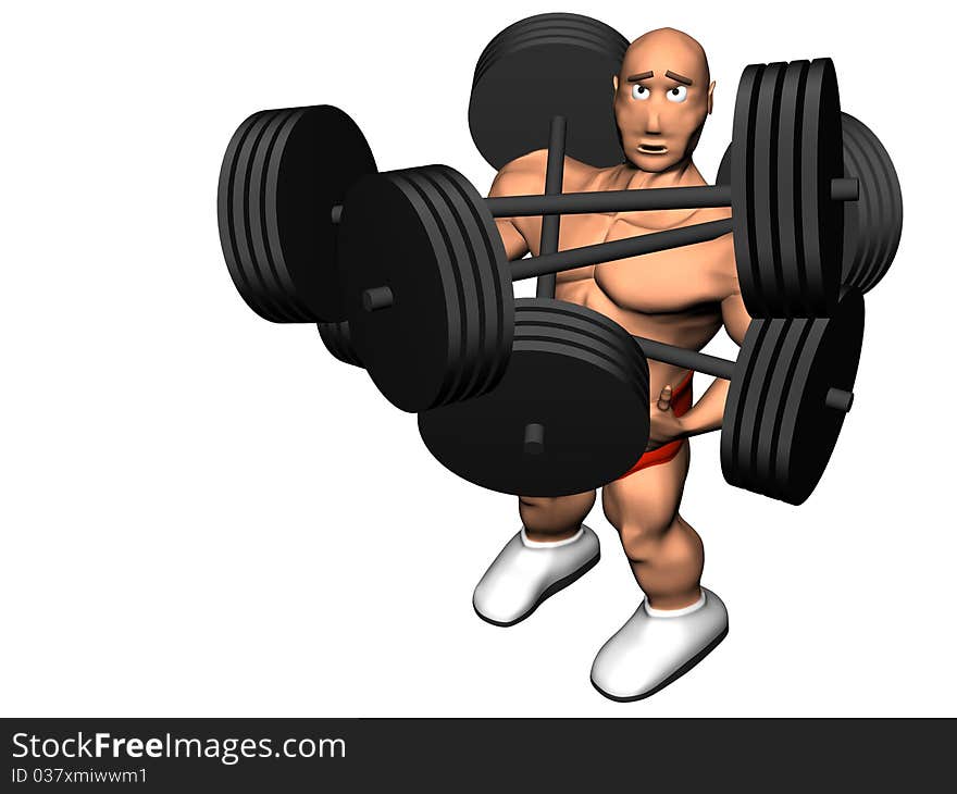 3d render of bodybuilder. Isolated on white background