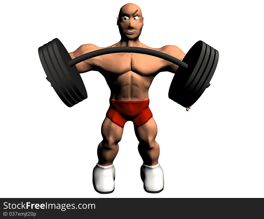 3d render of bodybuilder. Isolated on white background