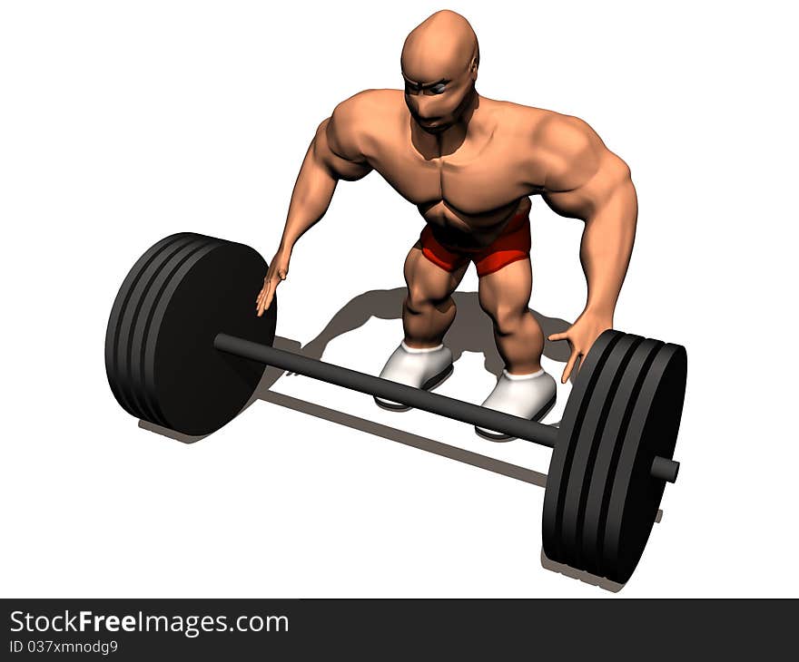 3d render of bodybuilder. Isolated on white background