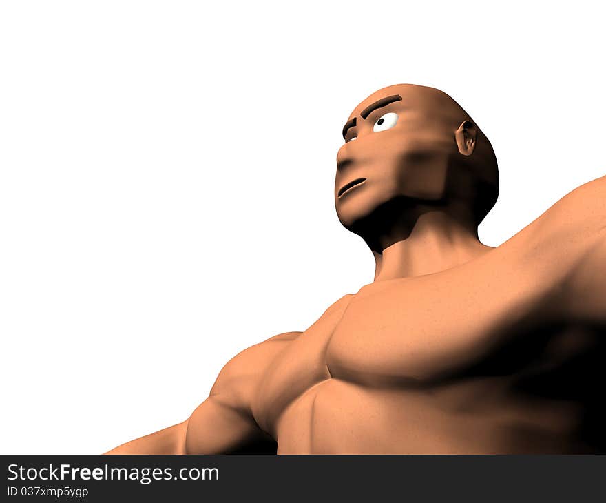 3d render of bodybuilder. Isolated on white background