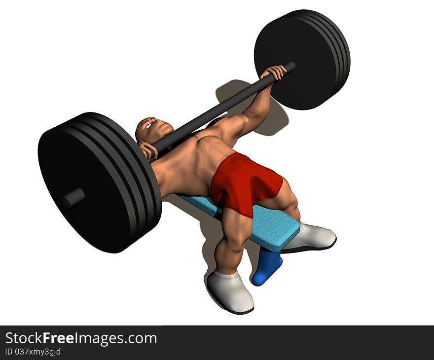 3d render of bodybuilder. Isolated on white background