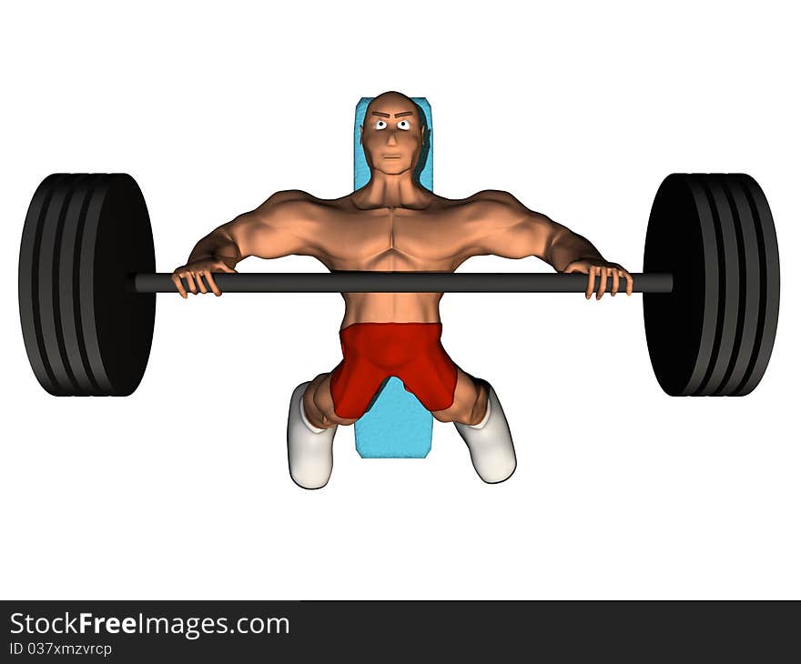 3d render of bodybuilder. Isolated on white background