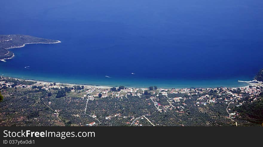 Sea view from the mountains. Thassos, Greece. Sea view from the mountains. Thassos, Greece