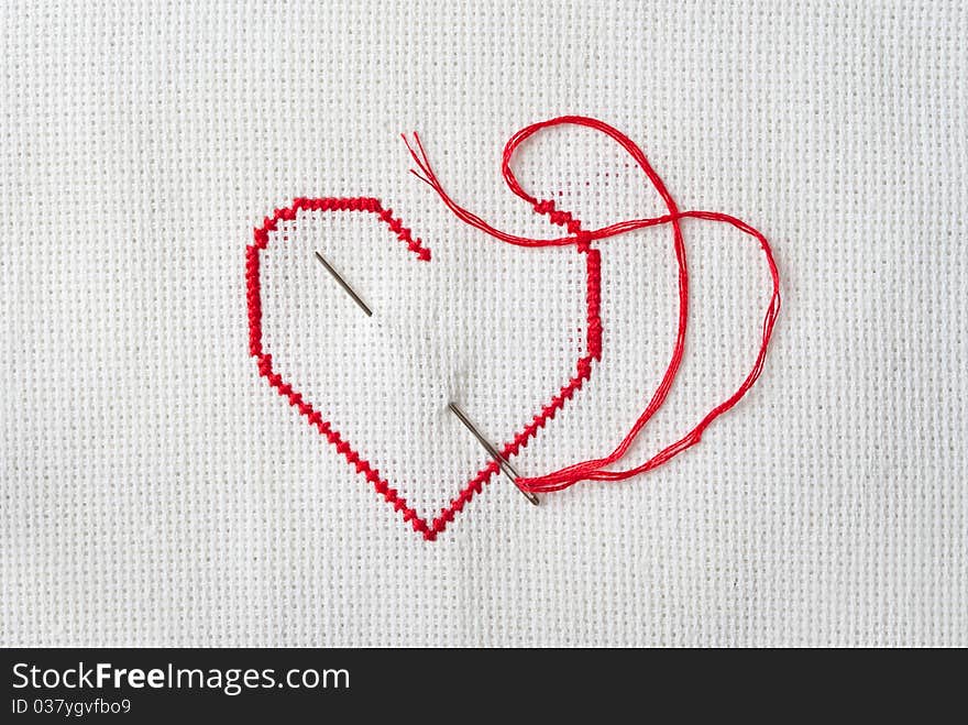 Embroidered Red Heart