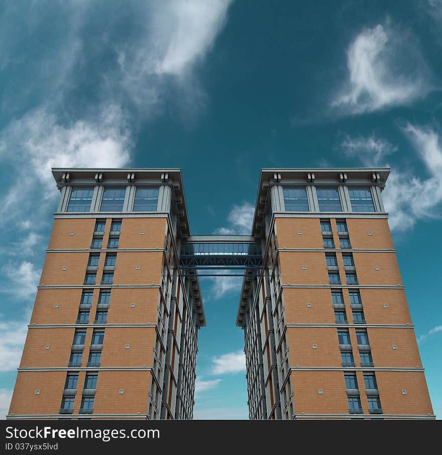 The house against the blue sky