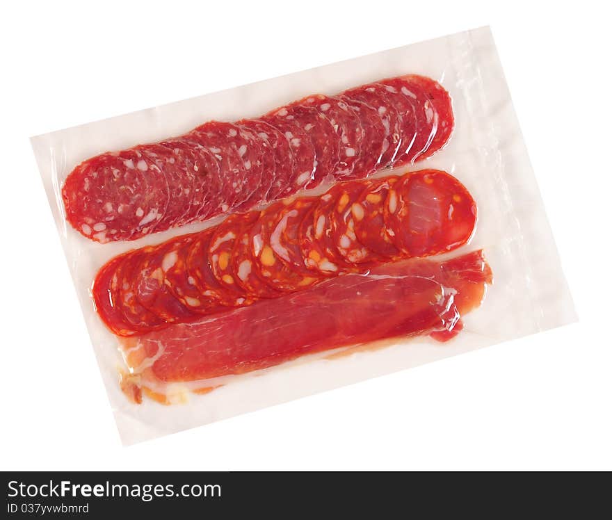 Meat packaging. Isolated