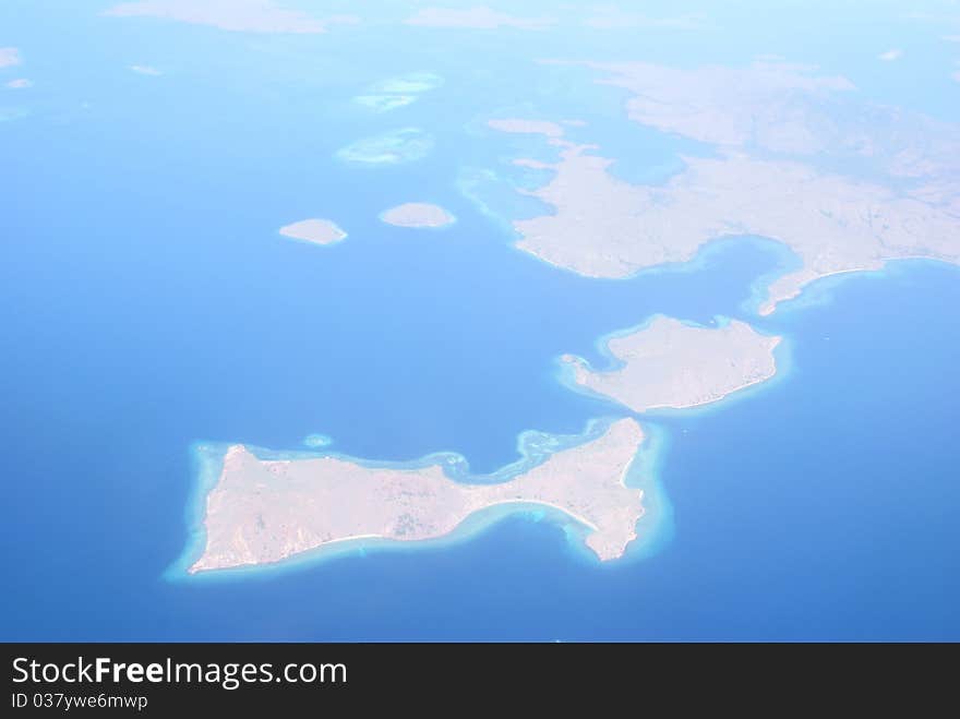 Sea island from a plane. Sea island from a plane