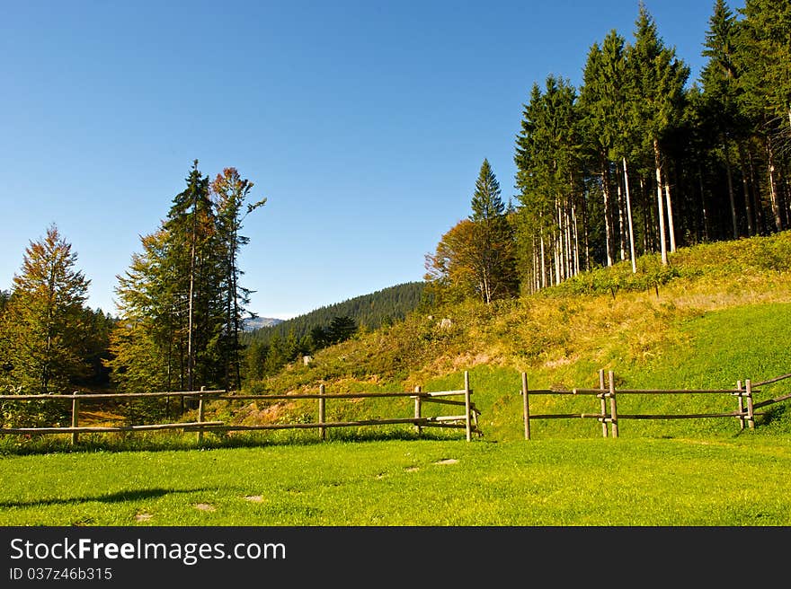 Austrian summer landscape with blue sky. Austrian summer landscape with blue sky