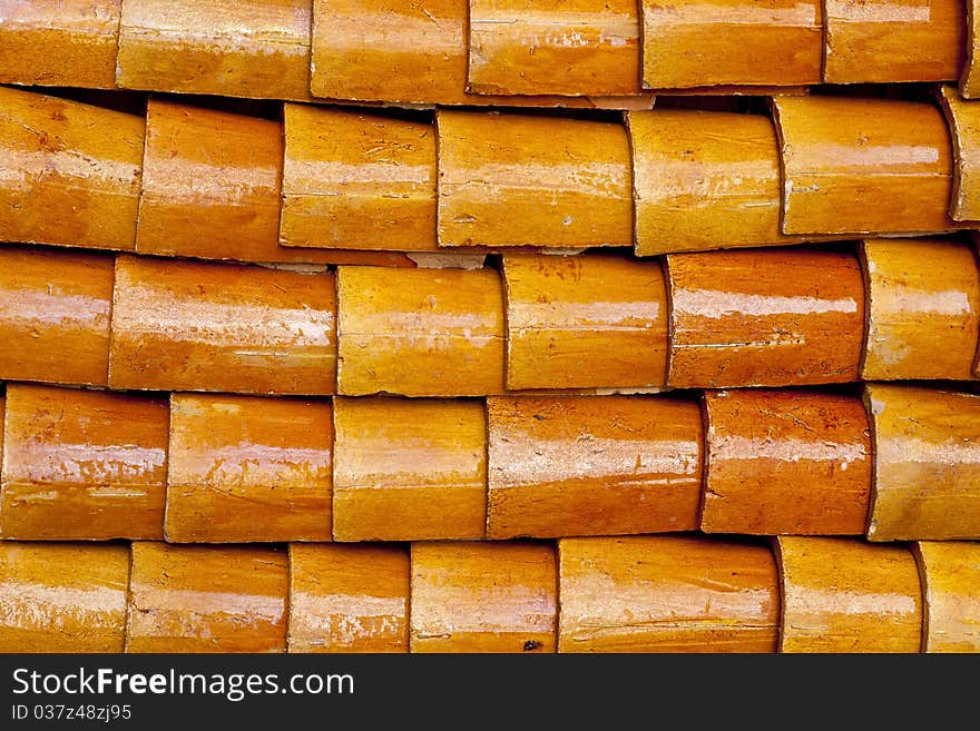 The orange tile roof for Thai temple