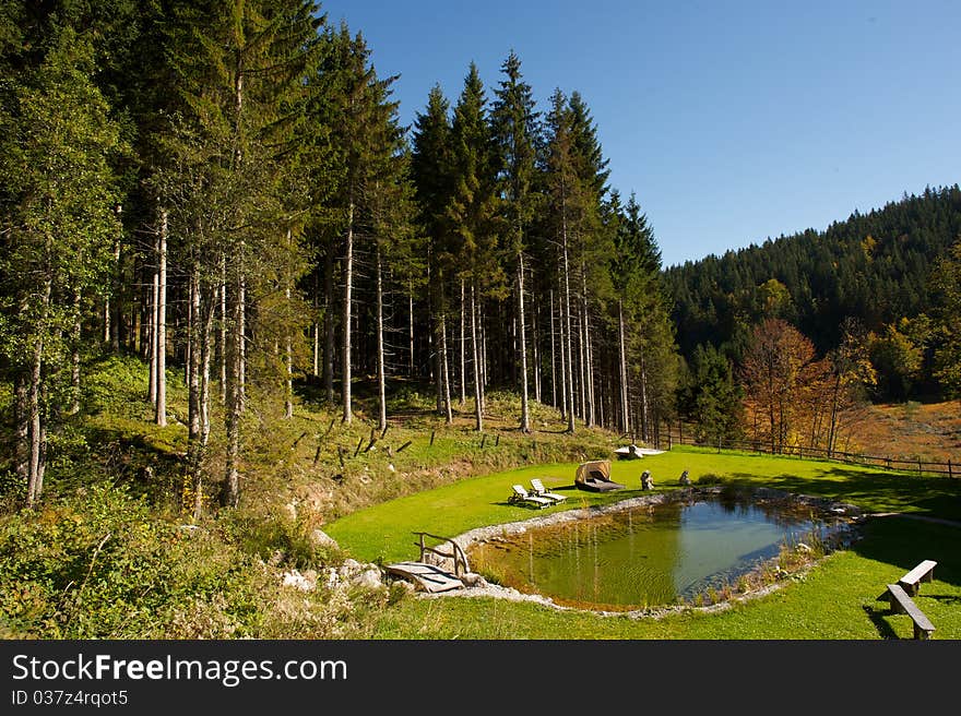 Austrian summer landscape with blue sky. Austrian summer landscape with blue sky