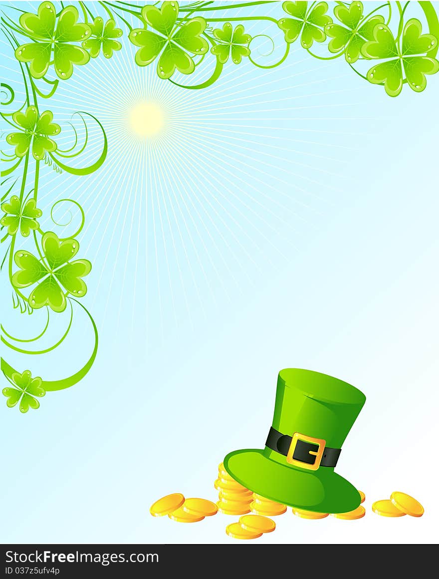 The illustration contains the image of St. Patrick's background