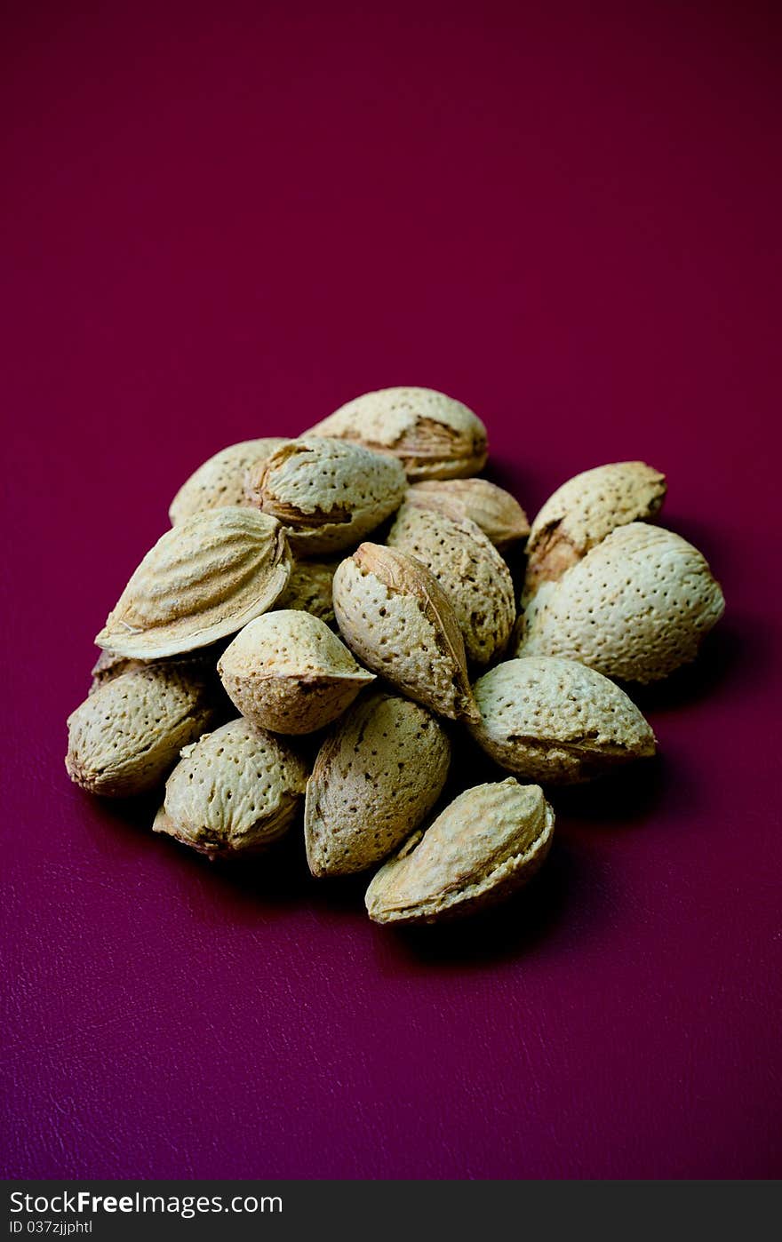 Almonds In Plain Background