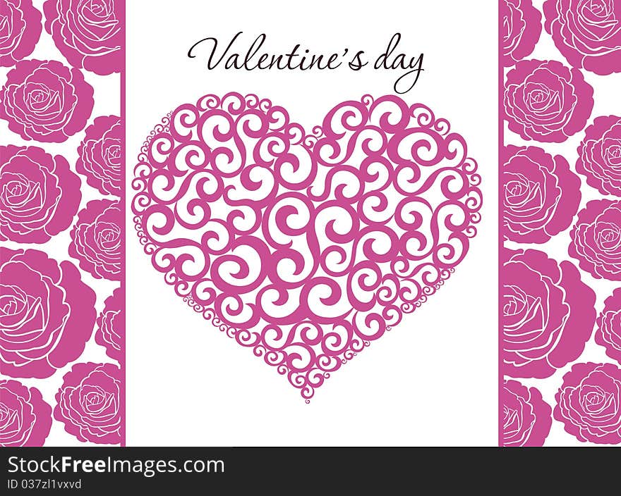 Valentine background with heart and roses