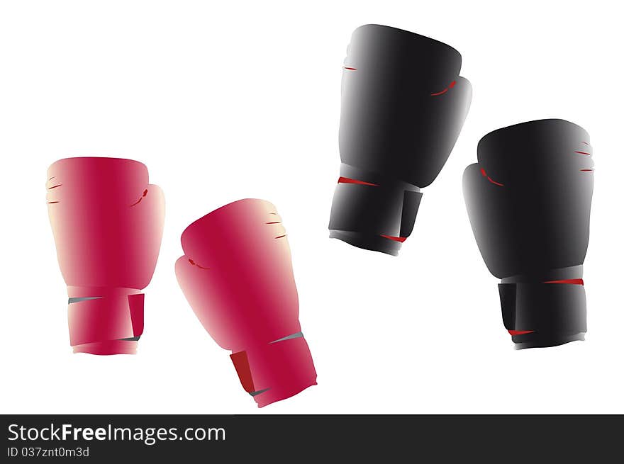 Vector illustration of boxing gloves under the white background