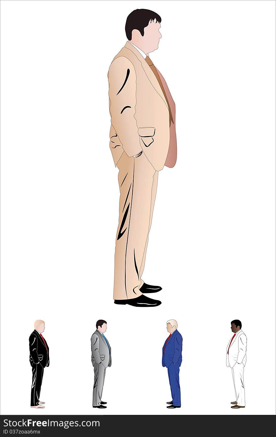 Vector illustration of businessman. Illustration has five colour versions