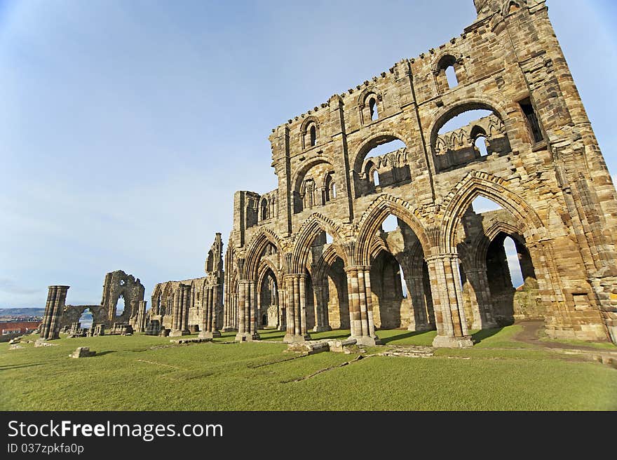 Remains of an ancient english abbey on the coast