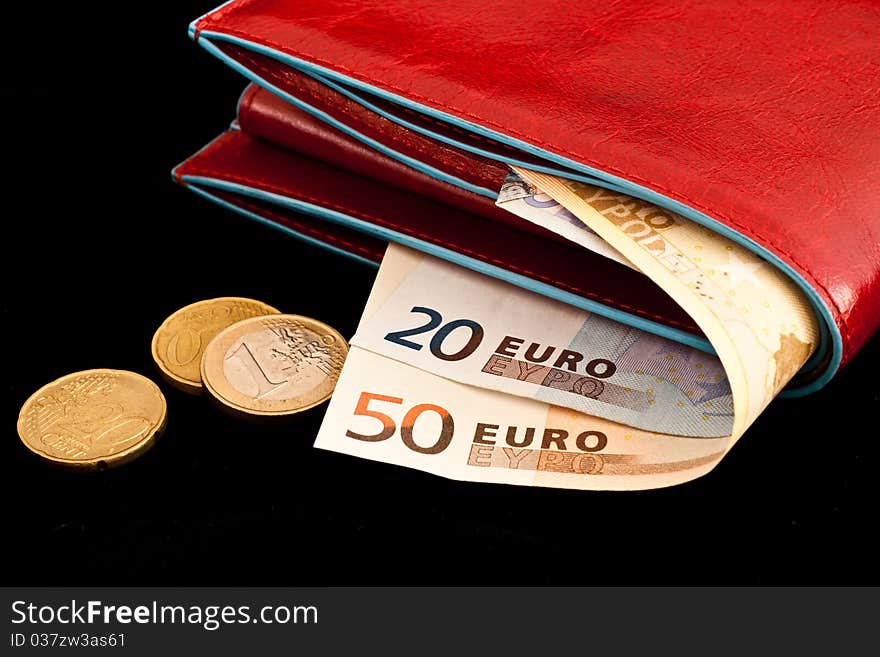 Italian leather wallet with money, useful for concepts. Italian leather wallet with money, useful for concepts