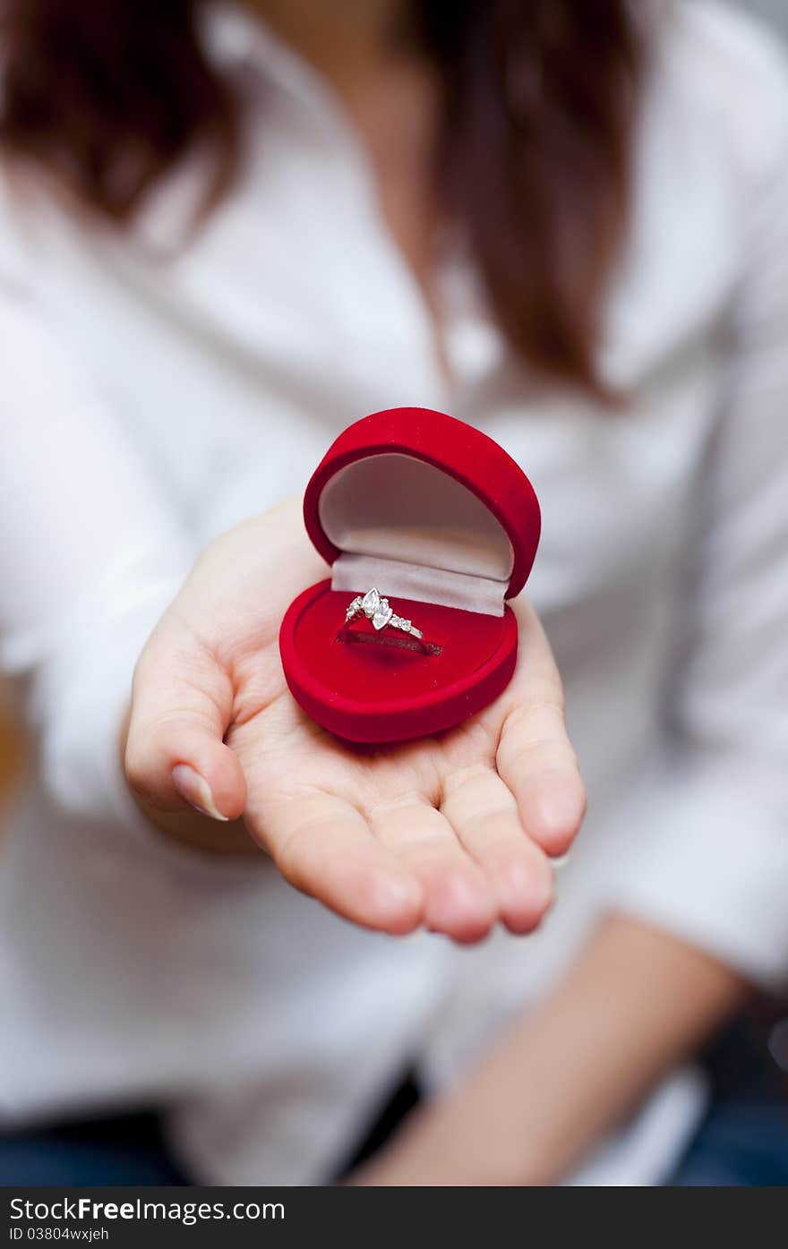 Red Box With Engagement Ring Inside