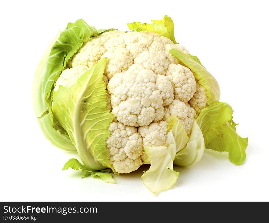 A fresh cauliflower cabbage isolated on white background