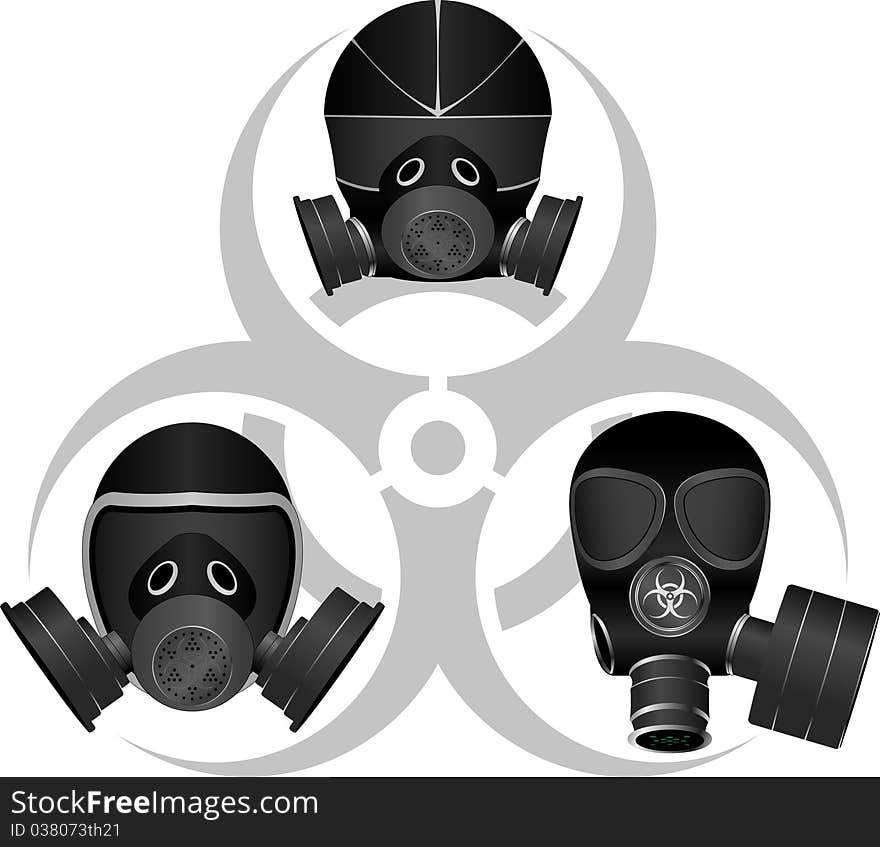 Gas masks and biohazard sign