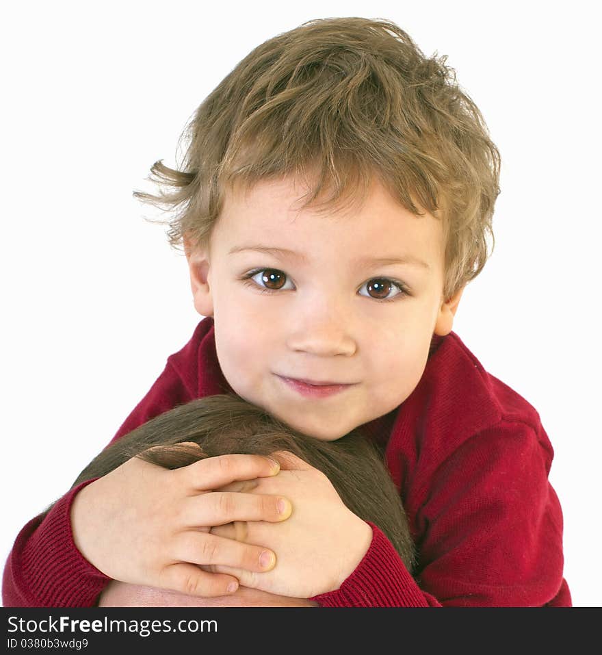 Boy sitting on the shoulders