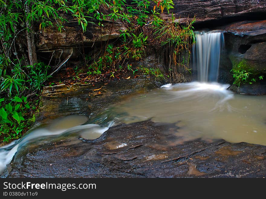 The small waterfall in nature