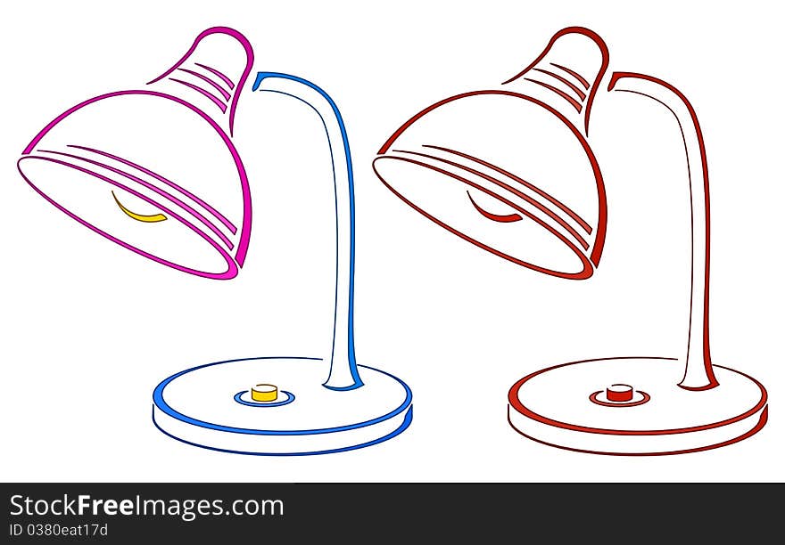 Table retro electric lamp, pictogram, colour and monochrome. Table retro electric lamp, pictogram, colour and monochrome