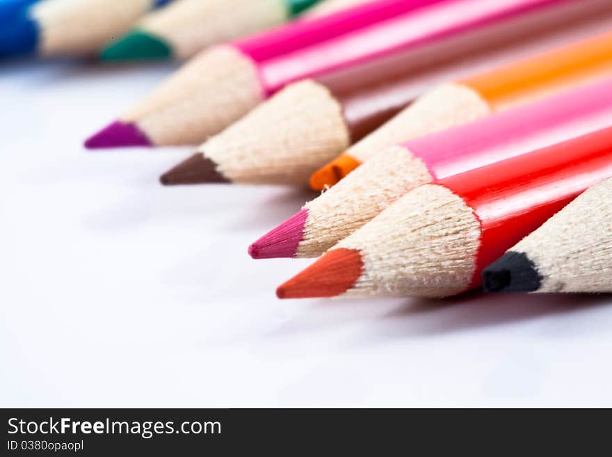 Colorful of Crayon on white background