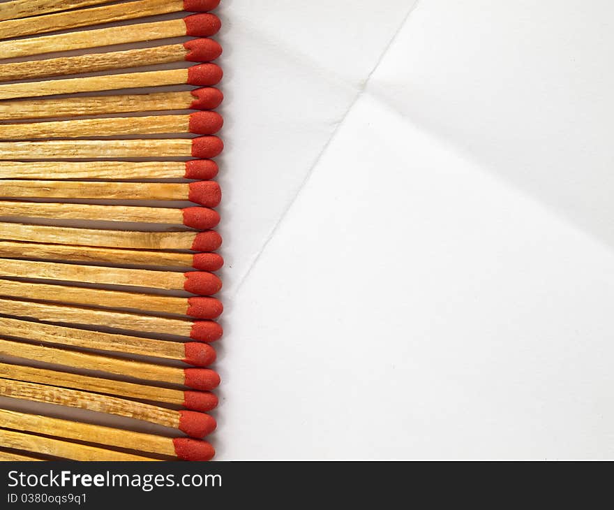 Matches on the white paper background