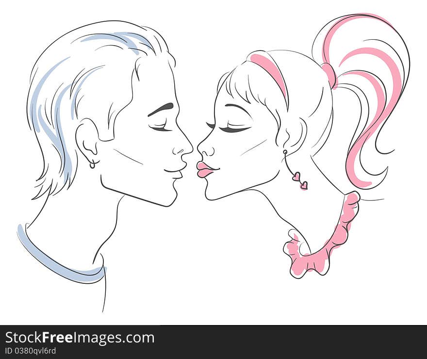 Vector illustration of love Kissing