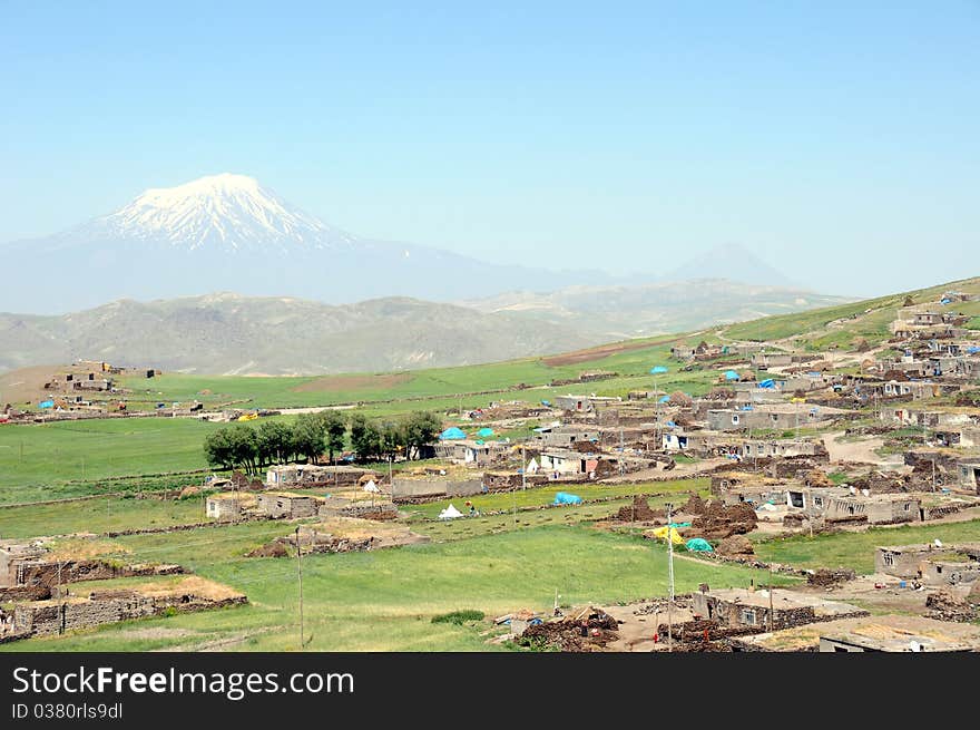 Kurdish region of Turkey with Mount Ararat in the distance. Kurdish region of Turkey with Mount Ararat in the distance