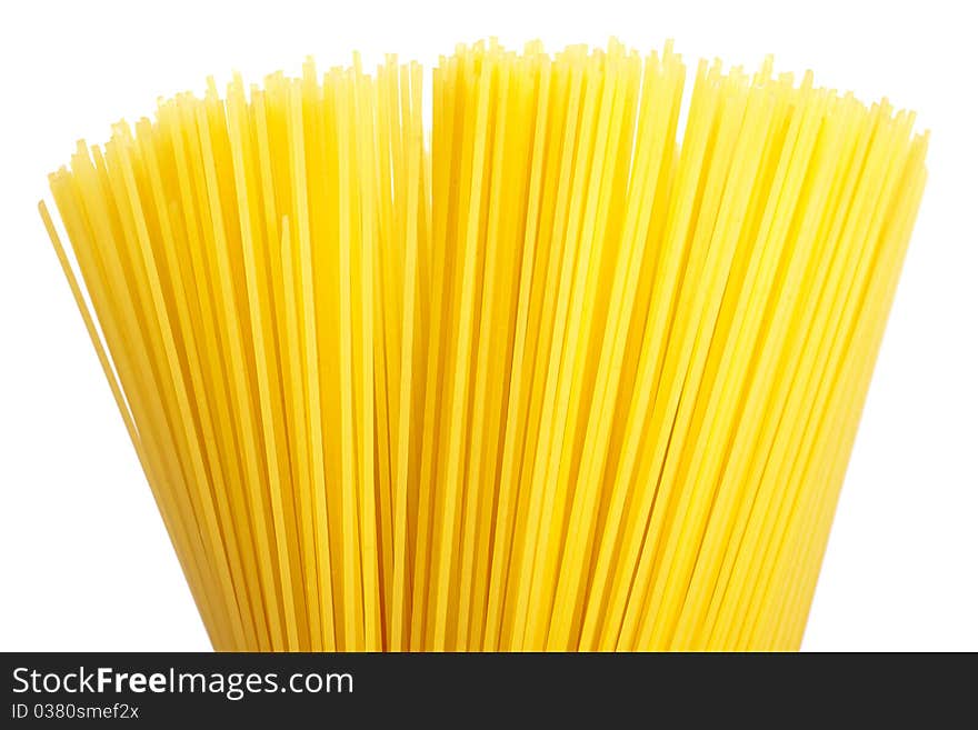 A bunch of spaghetti isolated on a white background.