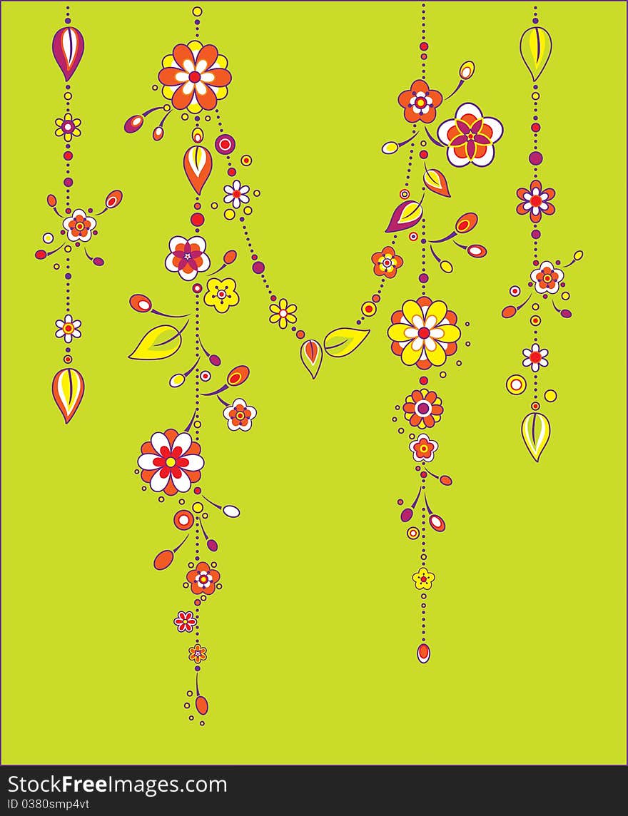 Vector Illustration of Decorative Wind Chimes with floral ornament design