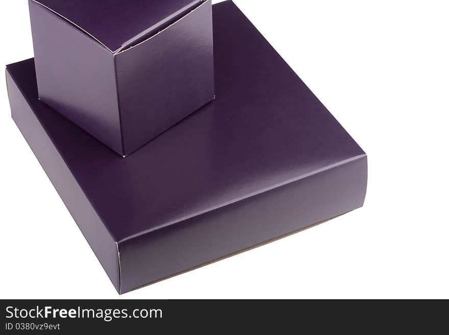 Cardboard packaging for gift dark purple on a white background.