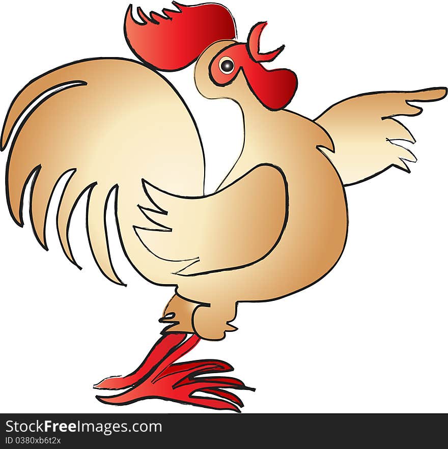 Cock with open beak