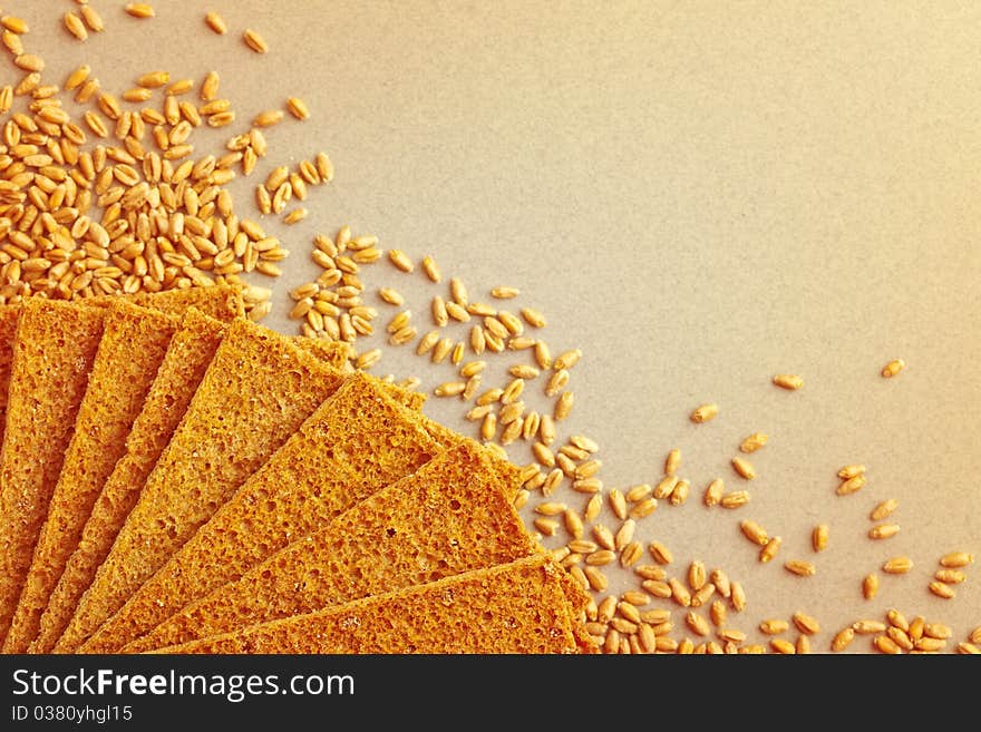 Rye crispbread with grains of wheat