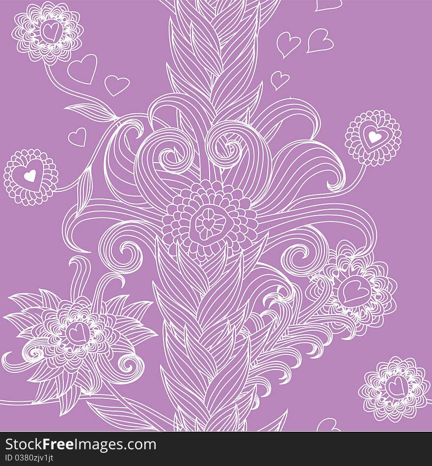 Seamless floral pattern with heart