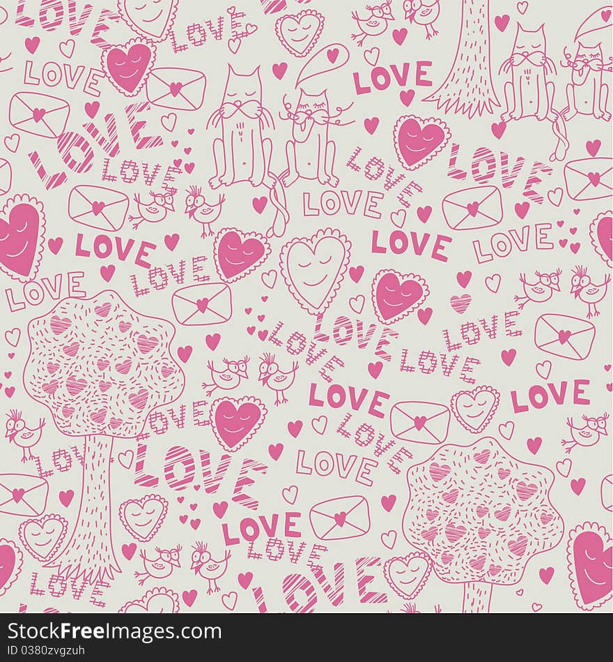 Seamless romantic pattern