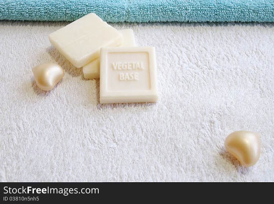 Vegetal base soap for bath and spa treatment, close up