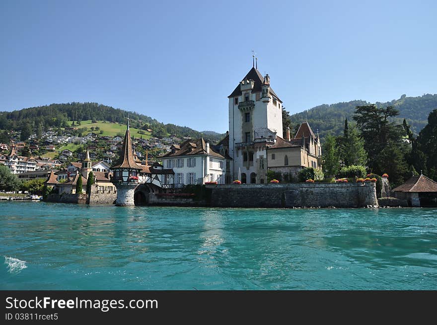 Oberhofen lakeside castle Thunersee Switzerland. Oberhofen lakeside castle Thunersee Switzerland