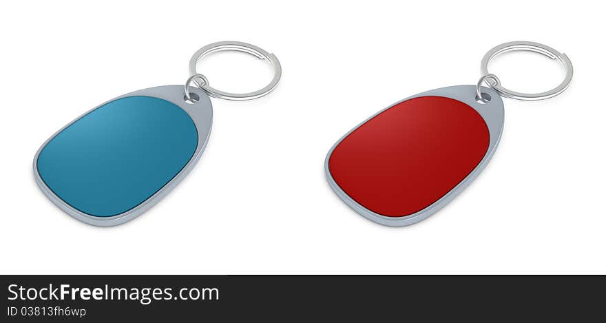 Set of two keychains of different colors with blank space